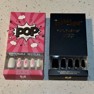 2, NIB medium length, coffin shape, press on nails by Red Aspen